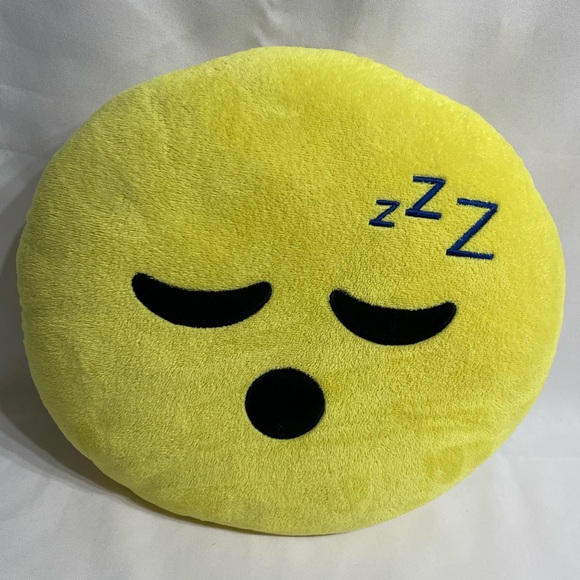 Lot of 4 12” emoji plush pillows smiley face laugh sleepy nerd cool good conditi - Picture 3 of 6
